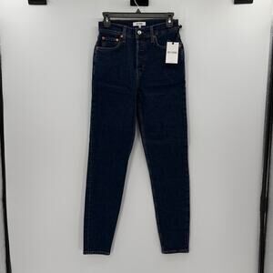 Re/Done Women's High Rise Skinny Jeans - Dark Rinse - 25 - New with tags